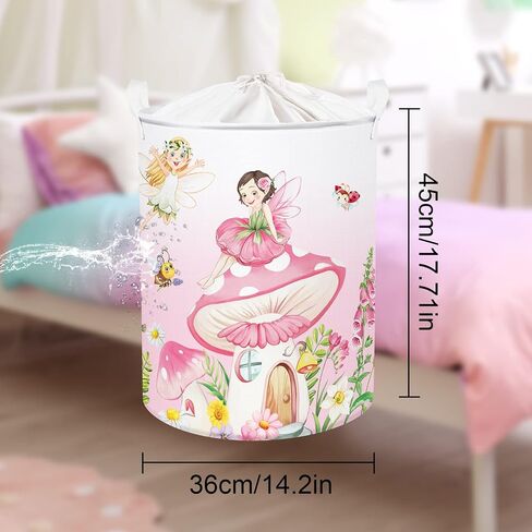 Clastyle 45L Fantasy Rabbit Ballet Dancer Collapsible Laundry Basket Pink Cloud Dancing Butterfly Dirty Clothes Hamper Round Toy Girls Storage Basket with Lid, 14.2x17.7 in in Saudi Arabia