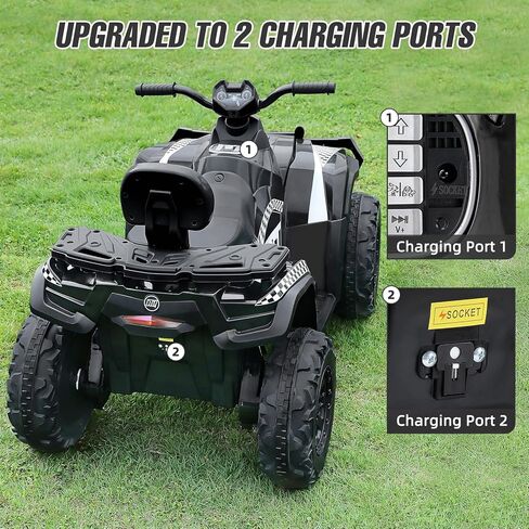 ELEMARA 2 Seater Kids ATV، مركبة كهربائية رباعية العجلات ذات 4 عجلات مع بطارية 10AH، 4 ميل في الساعة، 2 منافذ شحن، بلوتوث، مصابيح أمامية LED، موسيقى، راديو، سيارة ركوب للأطفال تعمل ببطارية 12 فولت للأعمار من 3 إلى 8 سنوات، أحمر in Kuwait