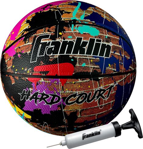 Franklin Sports Hard Court Basketball - Official Size Basketball - Indoor + Outdoor Street Basketball - 29.5" Rubber Basketball - Air Pump Included in Saudi Arabia