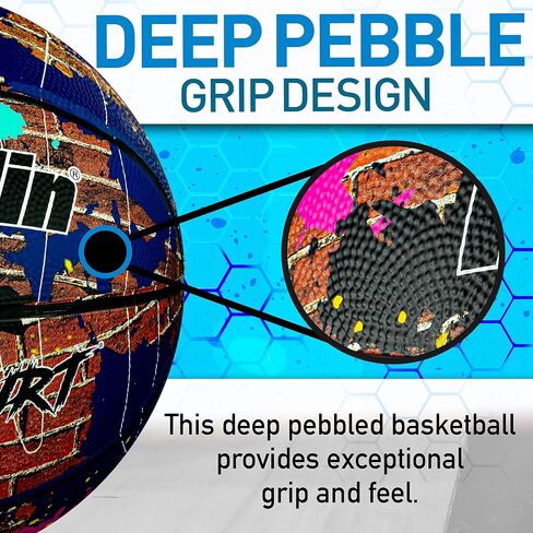 Franklin Sports Hard Court Basketball - Official Size Basketball - Indoor + Outdoor Street Basketball - 29.5" Rubber Basketball - Air Pump Included in Saudi Arabia