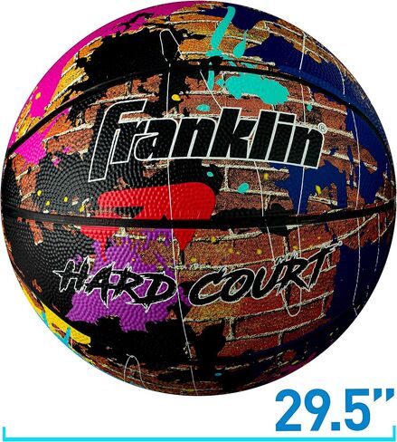 Franklin Sports Hard Court Basketball - Official Size Basketball - Indoor + Outdoor Street Basketball - 29.5" Rubber Basketball - Air Pump Included in Saudi Arabia