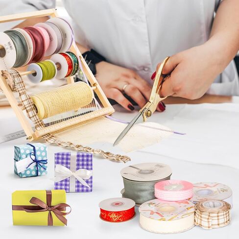 Ribbon Storage Rack Wooden Ribbon Holder Organizer Rack for Sewing Craft Mesh Crochet Thread Tulle Roll Washi Tape Craft Gift Florist Wrapping in Kuwait