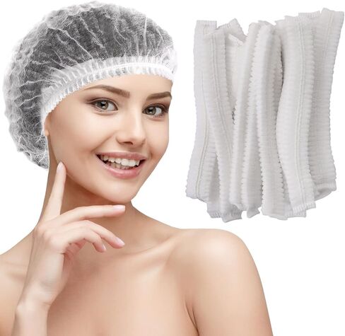 100 Pcs Disposable Hair Net,21 Inch Hair Nets Food Service,Elastic Non-Woven Disposable Bouffant Caps Head Cover Nets (White) in Saudi Arabia