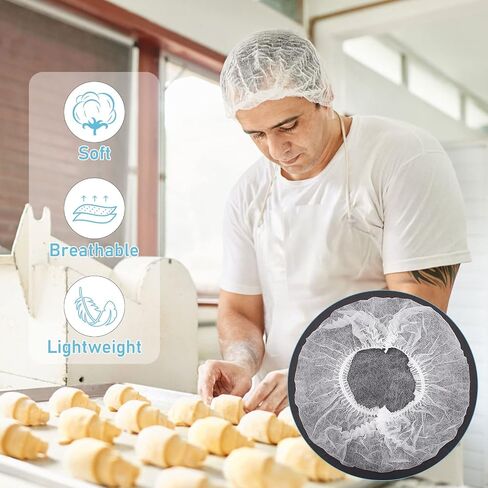 100 Pcs Disposable Hair Net,21 Inch Hair Nets Food Service,Elastic Non-Woven Disposable Bouffant Caps Head Cover Nets (White) in Saudi Arabia
