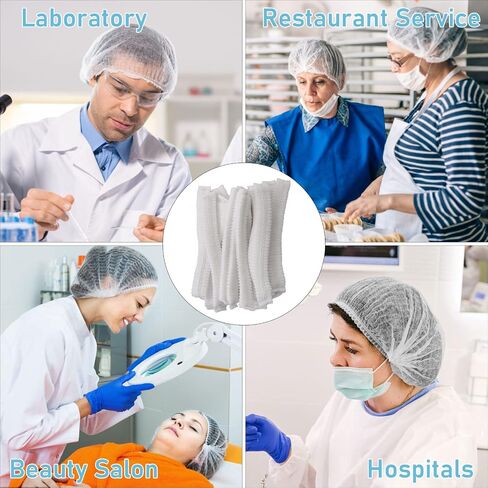 100 Pcs Disposable Hair Net,21 Inch Hair Nets Food Service,Elastic Non-Woven Disposable Bouffant Caps Head Cover Nets (White) in Saudi Arabia