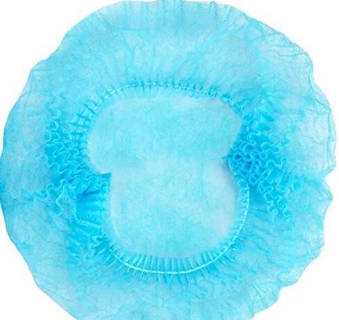 قبعة للاستعمال مرة واحدة، قبعة شبكية للشعر، 100 قطعة، قبعات مرنة مقاس موحد، للتجميل والمطبخ والطبخ والمستشفى - 18 بوصة أزرق in Kuwait