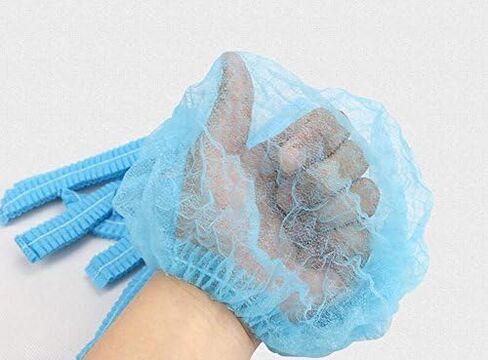 قبعة للاستعمال مرة واحدة، قبعة شبكية للشعر، 100 قطعة، قبعات مرنة مقاس موحد، للتجميل والمطبخ والطبخ والمستشفى - 18 بوصة أزرق in Kuwait