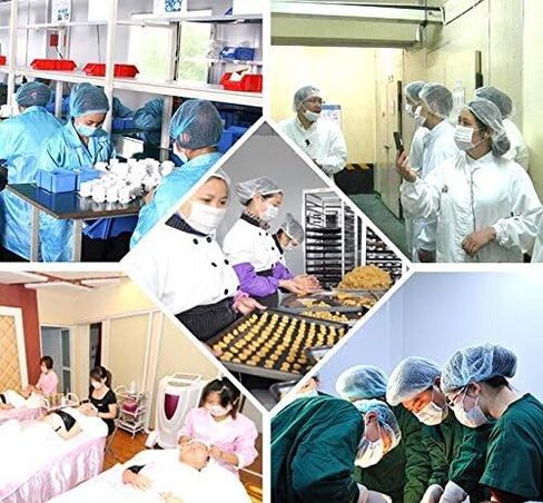 قبعة للاستعمال مرة واحدة، قبعة شبكية للشعر، 100 قطعة، قبعات مرنة مقاس موحد، للتجميل والمطبخ والطبخ والمستشفى - 18 بوصة أزرق in Kuwait