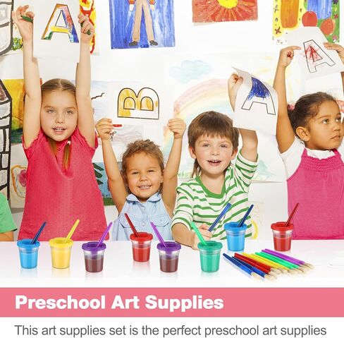 30 مجموعة من أكواب الطلاء للأطفال مع أغطية للأطفال وأكواب الطلاء المنسكبة وفرش الطلاء الملونة للأطفال وحاويات الطلاء لطلاء الأطفال الصغار ومستلزمات الرسم للأطفال الصغار in Kuwait