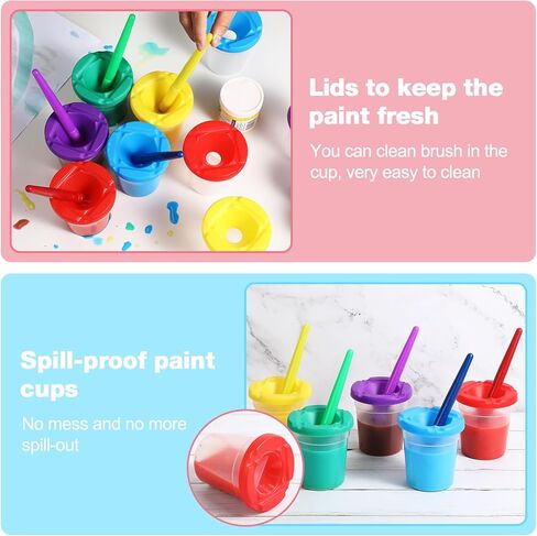 30 مجموعة من أكواب الطلاء للأطفال مع أغطية للأطفال وأكواب الطلاء المنسكبة وفرش الطلاء الملونة للأطفال وحاويات الطلاء لطلاء الأطفال الصغار ومستلزمات الرسم للأطفال الصغار in Kuwait