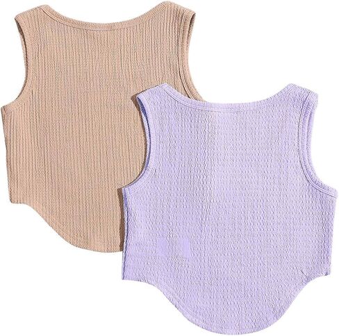 SweatyRocks Girl's 2 Piece Letter Patched Square Neck Tank Tops Asymmetrical Hem Sleeveless Cami Tops in Saudi Arabia