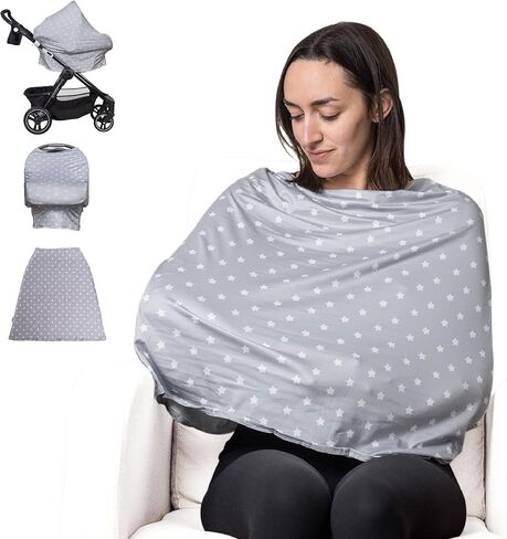 Nursing Covers for Breastfeeding Infant Car Seat Cover Easy-Use Car Seat Cover Poncho Infinity Scarf Baby Accessories by Zokani (Baby Blue) in Saudi Arabia