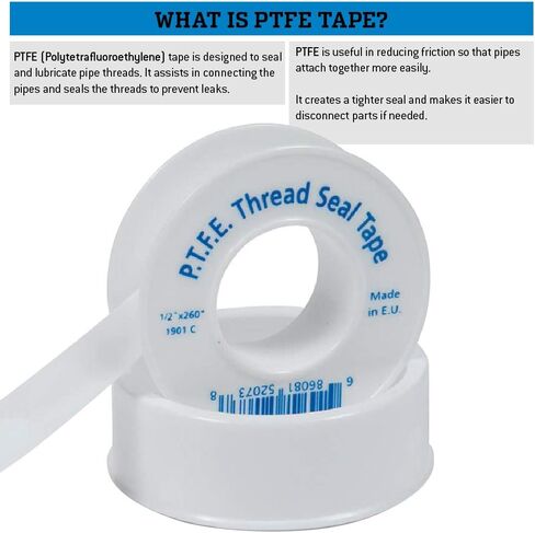 Gasoila - شريط ختم خيط منخفض الكثافة من PTFE العذراء 1901C، طول 260 بوصة، عرض 1/2 بوصة in Kuwait