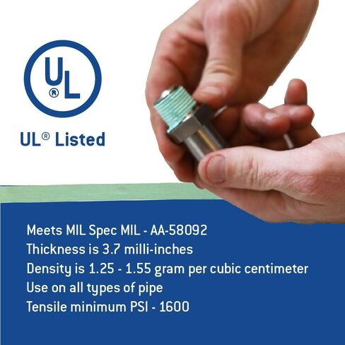 شريط خيط عالي الكثافة من Gasoila Green PTFE للأكسجين، -450 إلى 550 درجة فهرنهايت، درجة حرارة الأداء، 3.7 مل، طول 260 بوصة، عرض 1/2 بوصة، 3 عبوات (GT90-3) in Kuwait