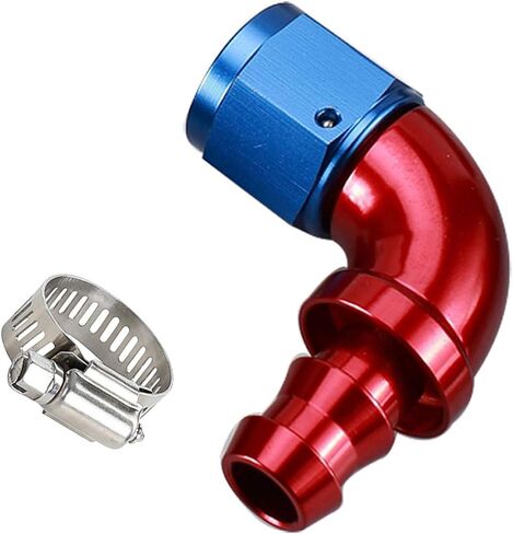 90 Degree -6 AN Swivel Female to barb 3/8'' Push on Lock Hose End Full Flow Fitting Aluminum Black in Saudi Arabia
