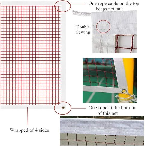 Badminton Tournament Net 20 FT x 2.5 FT for Indoor or Outdoor Sports Garden Schoolyard Backyard Without Frame (Red) in Saudi Arabia