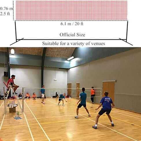 Badminton Tournament Net 20 FT x 2.5 FT for Indoor or Outdoor Sports Garden Schoolyard Backyard Without Frame (Red) in Saudi Arabia