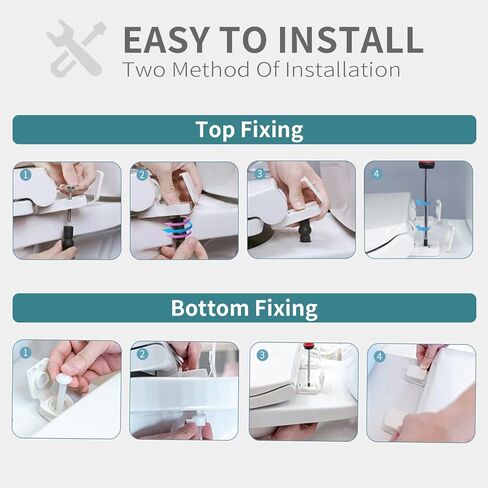 مقعد مرحاض دائري مع مقعد تدريب مدمج على استخدام المرحاض، ومفصلات بطيئة الإغلاق × 3، يمكن تحريره بسرعة وسهل التنظيف، مقعد أطفال قابل للإزالة للتدريب على استخدام المرحاض، أبيض in Kuwait