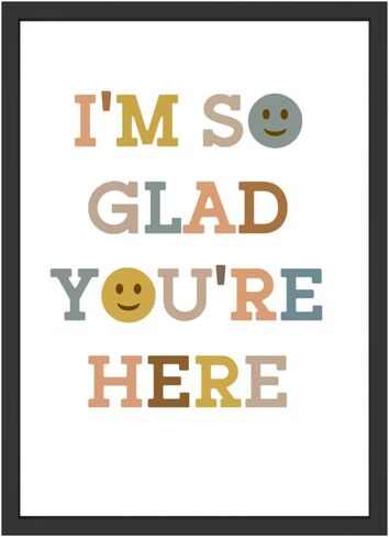 ديكور الفصل الدراسي Wowsweet-Boho، أنا سعيد جدًا لأنك هنا، ديكور الفصل الدراسي، كن لطيفًا، وجه سعيد، فن جداري تحفيزي، ديكور غرفة اللعب، فن الطفل، هدية المعلم، فن حائط ملهم (8X10 بوصة) in Kuwait