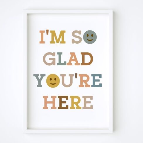 ديكور الفصل الدراسي Wowsweet-Boho، أنا سعيد جدًا لأنك هنا، ديكور الفصل الدراسي، كن لطيفًا، وجه سعيد، فن جداري تحفيزي، ديكور غرفة اللعب، فن الطفل، هدية المعلم، فن حائط ملهم (8X10 بوصة) in Kuwait