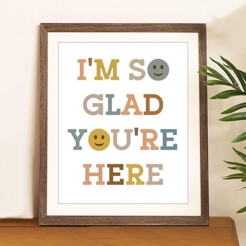 ديكور الفصل الدراسي Wowsweet-Boho، أنا سعيد جدًا لأنك هنا، ديكور الفصل الدراسي، كن لطيفًا، وجه سعيد، فن جداري تحفيزي، ديكور غرفة اللعب، فن الطفل، هدية المعلم، فن حائط ملهم (8X10 بوصة) in Kuwait