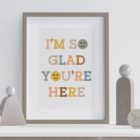 ديكور الفصل الدراسي Wowsweet-Boho، أنا سعيد جدًا لأنك هنا، ديكور الفصل الدراسي، كن لطيفًا، وجه سعيد، فن جداري تحفيزي، ديكور غرفة اللعب، فن الطفل، هدية المعلم، فن حائط ملهم (8X10 بوصة) in Kuwait