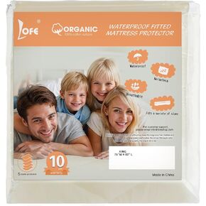Lofe Organic Cotton Crib Mattress Protector - Top&Side Waterproof, 100% Waterproof Crib Mattress Protector, Breathable Baby Crib Mattress Cover, Infant Toddler Crib Mattress Fitted 52x28x9 in in Kuwait