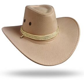 Thuizen الرجال والنساء الكلاسيكية الغربية المتداول من جلد الغزال من جلد الغزال اللائق رعاة البقر رعاة البقر القبعة in Kuwait