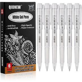 مجموعة أقلام جل Qionew 3 ألوان - أبيض وذهبي وفضي .1 مم أقلام حبر هلامية رفيعة للغاية أقلام حبر أرشيفية غير شفافة لرسم الورق الأسود، والرسم، والتوضيح، وصناعة البطاقات، وتدوين الرصاصات in Kuwait