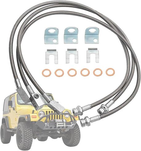 89715 خطوط الفرامل الموسعة الأمامية/الخلفية لجيب Wrangler TJ YJ 1987-2006 ， لـ Cherokee XJ 1984-2001 ، خط الفرامل غير القابل للصدأ 4-6 " in Saudi Arabia