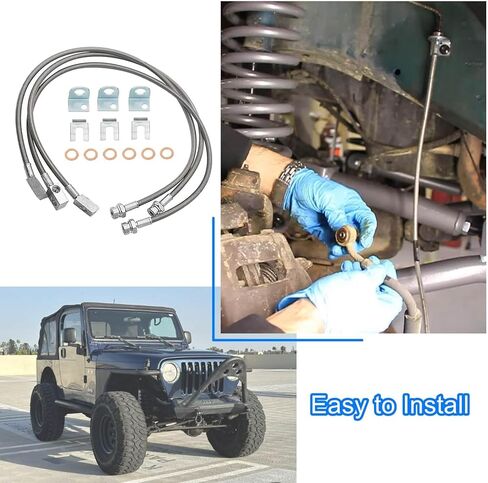 89715 خطوط الفرامل الموسعة الأمامية/الخلفية لجيب Wrangler TJ YJ 1987-2006 ， لـ Cherokee XJ 1984-2001 ، خط الفرامل غير القابل للصدأ 4-6 " in Saudi Arabia