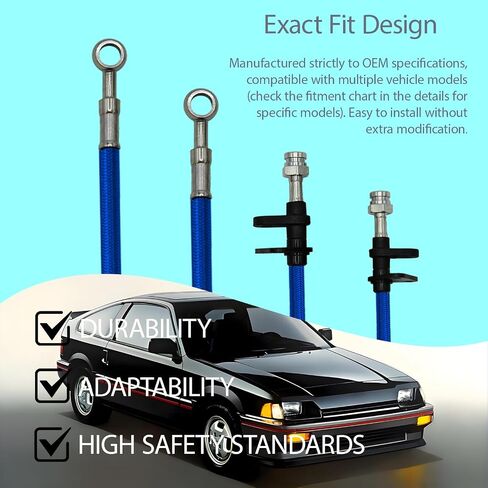 Stainless Steel Brake Line Kit,Compatible with 1988-1991 Hond CR-X/CRX ED8 ED9-Front Rear Braided Brake Hoses (Blue) in Saudi Arabia