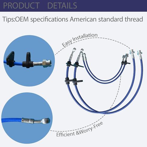 Stainless Steel Brake Line Kit,Compatible with 1988-1991 Hond CR-X/CRX ED8 ED9-Front Rear Braided Brake Hoses (Blue) in Saudi Arabia