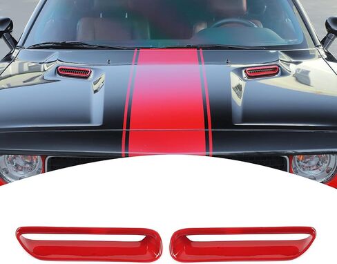 for Challenger Hood Scoop Vent Cover Trim Bezel Red Compatible with Dodge Challenger 2009 2010 2011 2012 2013 2014 Red Exterior Accessories 2pcs in Saudi Arabia