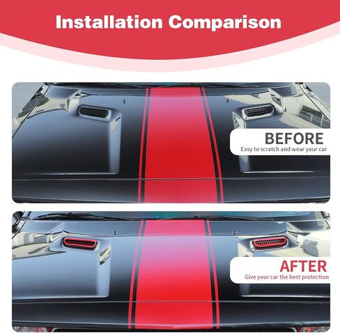 for Challenger Hood Scoop Vent Cover Trim Bezel Red Compatible with Dodge Challenger 2009 2010 2011 2012 2013 2014 Red Exterior Accessories 2pcs in Saudi Arabia
