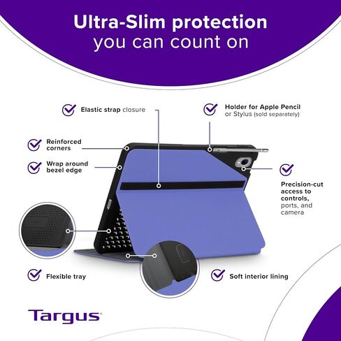 Targus VersaVu iPad 10th Generation Case 2022 iPad 10.9 Inch Case, iPad 10 Case 360 Degree Rotating Military Grade Drop Protection Cover for 10.9" iPad 10th Gen 2022 Magnetic Close, Black (THZ935GL) in Saudi Arabia