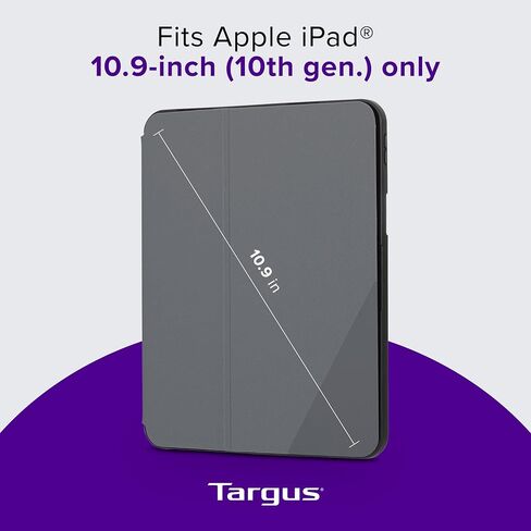 Targus VersaVu iPad 10th Generation Case 2022 iPad 10.9 Inch Case, iPad 10 Case 360 Degree Rotating Military Grade Drop Protection Cover for 10.9" iPad 10th Gen 2022 Magnetic Close, Black (THZ935GL) in Saudi Arabia