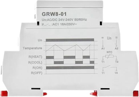 1PCS مرحل التحكم في درجة الحرارة RAIL DIN 16A AC/DC24-240V مع تبريد تسخين مستشعر مضاد للماء GRW8-01/02 (مستشعر GRW8-01-0.5M) in Kuwait