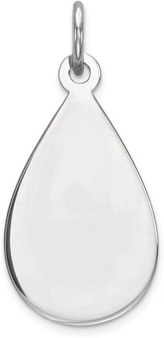 Solid 925 Sterling Silver Engravable Teardrop Front/Back Disc Charm Brushed Matte Finish Pendant - 25mm x 12mm in Saudi Arabia