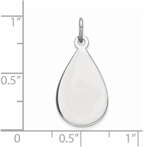 Solid 925 Sterling Silver Engravable Teardrop Front/Back Disc Charm Brushed Matte Finish Pendant - 25mm x 12mm in Saudi Arabia