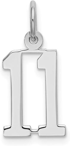 Sterling Silver/Rhodium-plated Elongated Polished Number Charm in Saudi Arabia