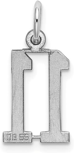Sterling Silver/Rhodium-plated Elongated Polished Number Charm in Saudi Arabia