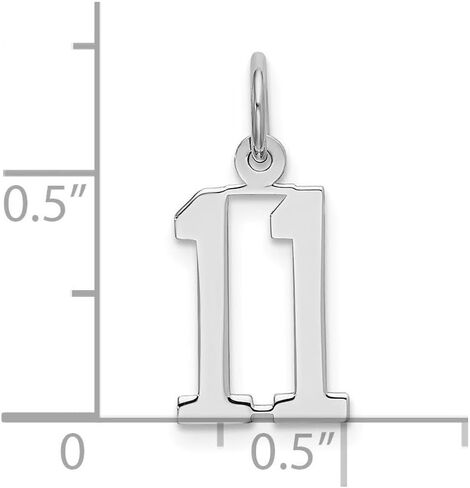 Sterling Silver/Rhodium-plated Elongated Polished Number Charm in Saudi Arabia