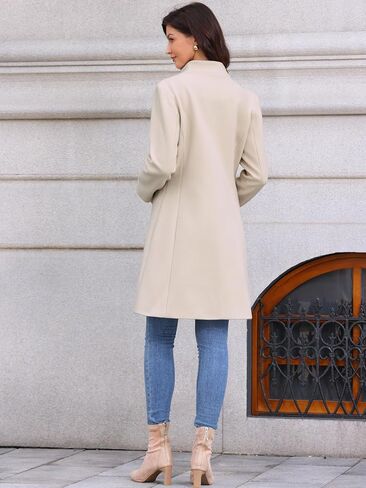 Allegra K Winter Coat for Women Stand Collar Single Breasted Pea Coat Mid-Long Outwear with Pocket in Saudi Arabia