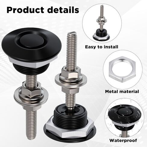 2 Pcs Universal Hood Pins Quick Latch Bumper Release Quick Release Bumper Latch Clips Engine Hood Pin Kit for Car License Plate Lock Clip (Diameter 1.25 Inch, Black) in Kuwait