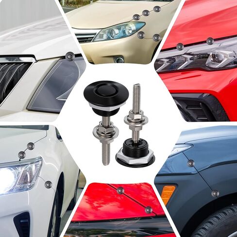 2 Pcs Universal Hood Pins Quick Latch Bumper Release Quick Release Bumper Latch Clips Engine Hood Pin Kit for Car License Plate Lock Clip (Diameter 1.25 Inch, Black) in Kuwait