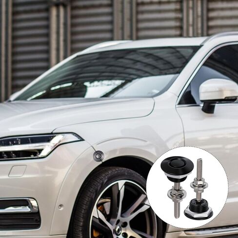 2 Pcs Universal Hood Pins Quick Latch Bumper Release Quick Release Bumper Latch Clips Engine Hood Pin Kit for Car License Plate Lock Clip (Diameter 1.25 Inch, Black) in Kuwait