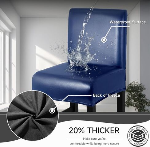 PU Leather Bar Stool Covers with Backs 100% Waterproof Bar Stools Covers Set of 4, Removable Stretch Barstool Slipcovers for Pub Cafe Dining Room (Black) in Kuwait