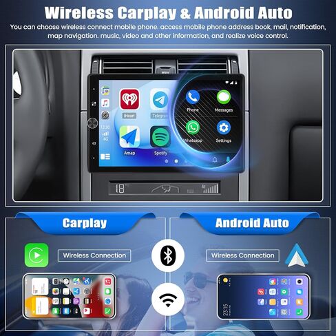 Single Din Car Stereo with Apple Carplay Android Auto, 9 Inch Touch Screen Car Radio with Mirror Link Universal Car Multimedia Player with Bluetooth FM/AM Radio EQ Setting+ Backup Camera in Saudi Arabia