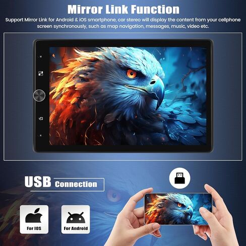 Single Din Car Stereo with Apple Carplay Android Auto, 9 Inch Touch Screen Car Radio with Mirror Link Universal Car Multimedia Player with Bluetooth FM/AM Radio EQ Setting+ Backup Camera in Saudi Arabia